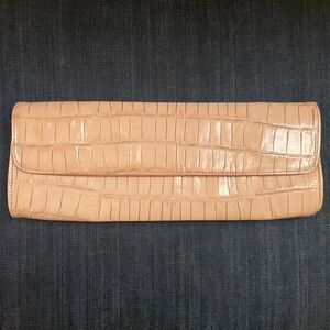 Vintage Abas Pink Leather Croc Embossed Clutch